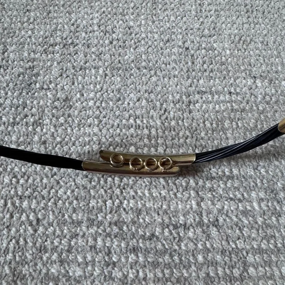 Vintage Black & Gold Metal Slim Waist Belt - XS/S